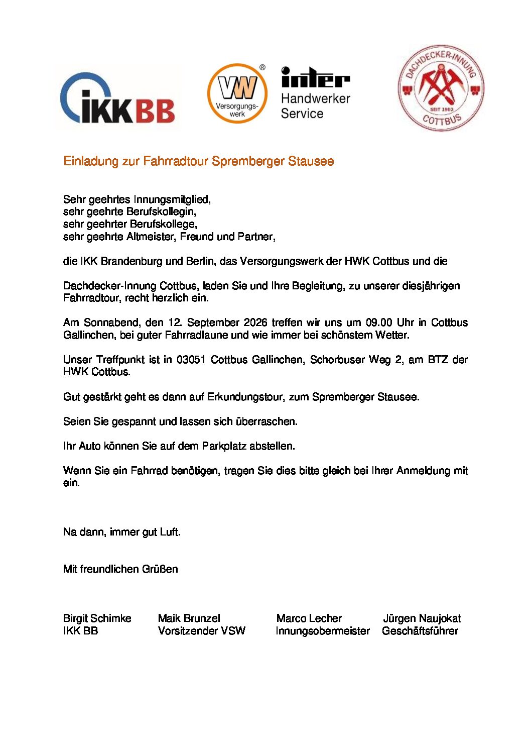 Die Dachdecker-Innung Cottbus hat alles gut bedacht