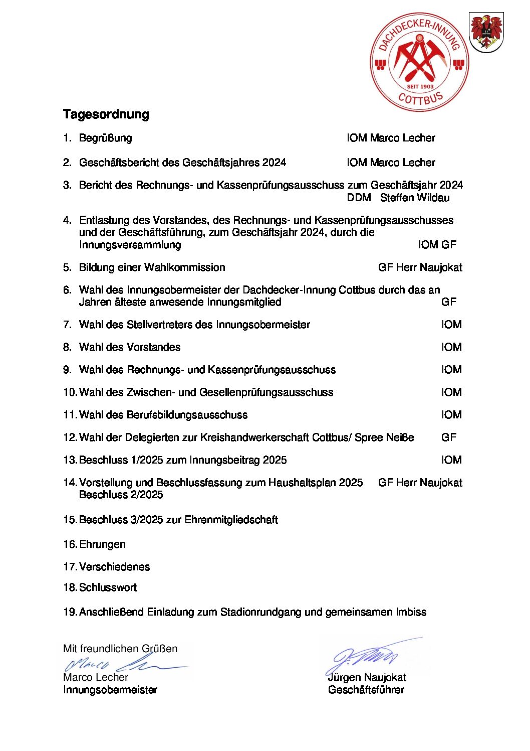 Die Dachdecker-Innung Cottbus hat alles gut bedacht